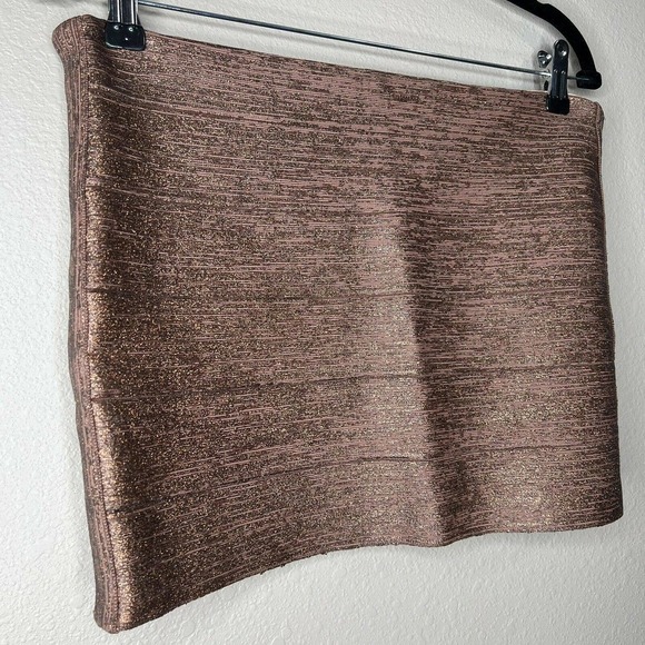 Haute Hippie Bronze Brown Metallic Bondage Bandage Mini Skirt Sz M - Picture 6 of 15